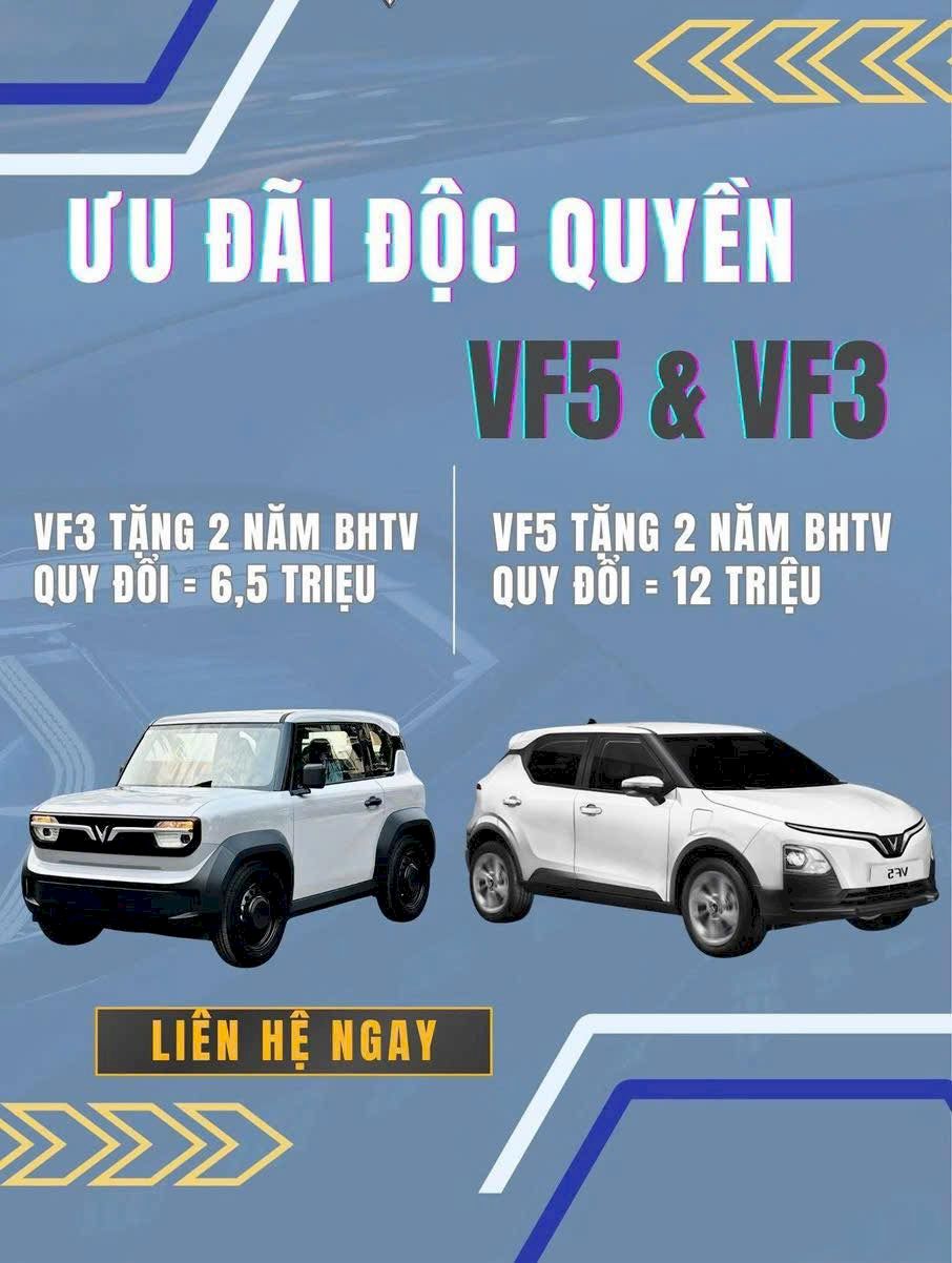 Ưu Đãi Độc Quyền VinFast VF5 và VF3 – Tặng 2 Năm Bảo Hiểm Thân Vỏ Khi Mua Xe Tại VinFast Nguyễn Văn Linh (Long Biên)