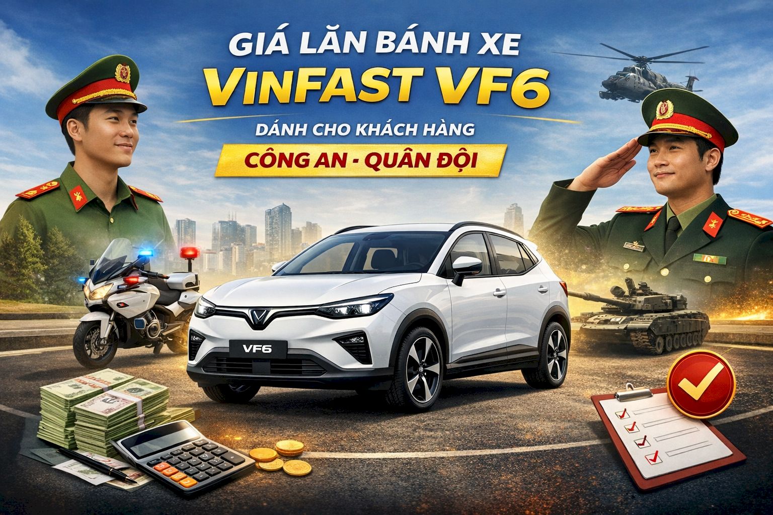 Giá Lăn Bánh Xe VinFast VF6 Dành Cho Khách Hàng Công An, Quân Đội Mới Nhất 2026